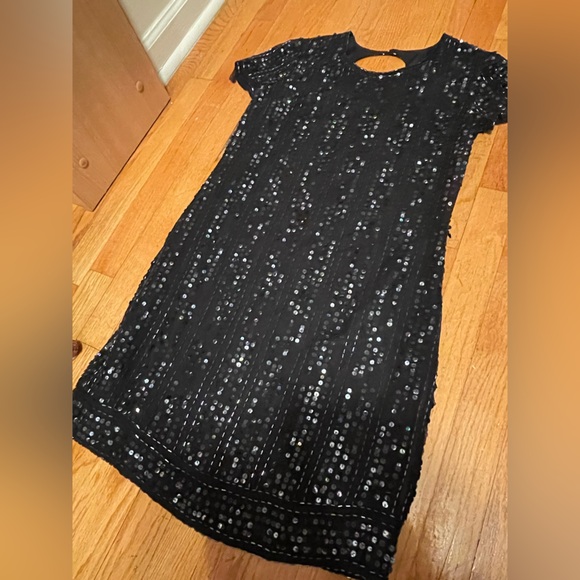 Vintage Silk Black Sequin Dress - Picture 2 of 8